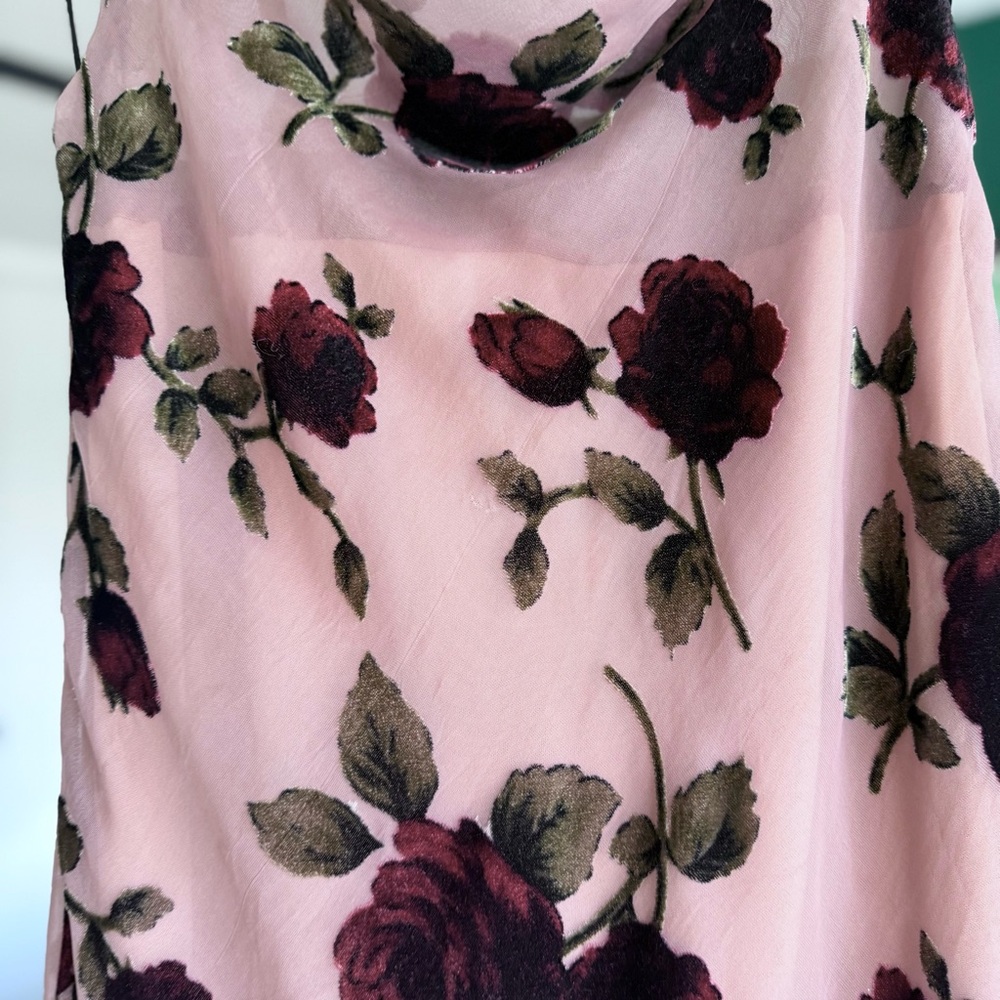 Mauve and Red Floral Burnout Mini Slip Dress | Small - Picture 4 of 13